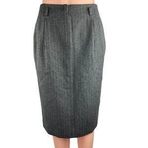 Paul Stuart Black High Waisted Pleated Knee Length Pencil Midi Skirt Size S